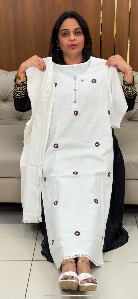 COTTON LINEN LONG TOP AND BOTTOM - IHA 29084