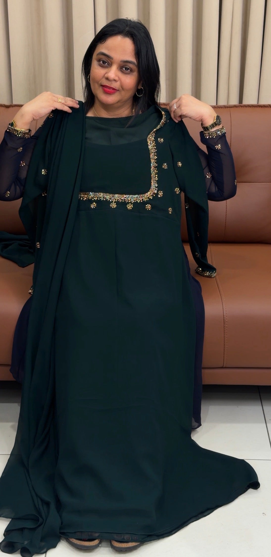 IHA'S IN-HOUSE HANDWORKED ANARKALI TOP AND DUPATTA - IHA 34237