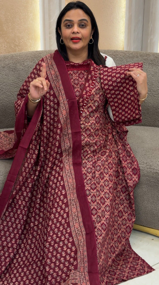 AJRAKH PRINTED UNSTITCHED SALWAR SUITS - IHA 32901