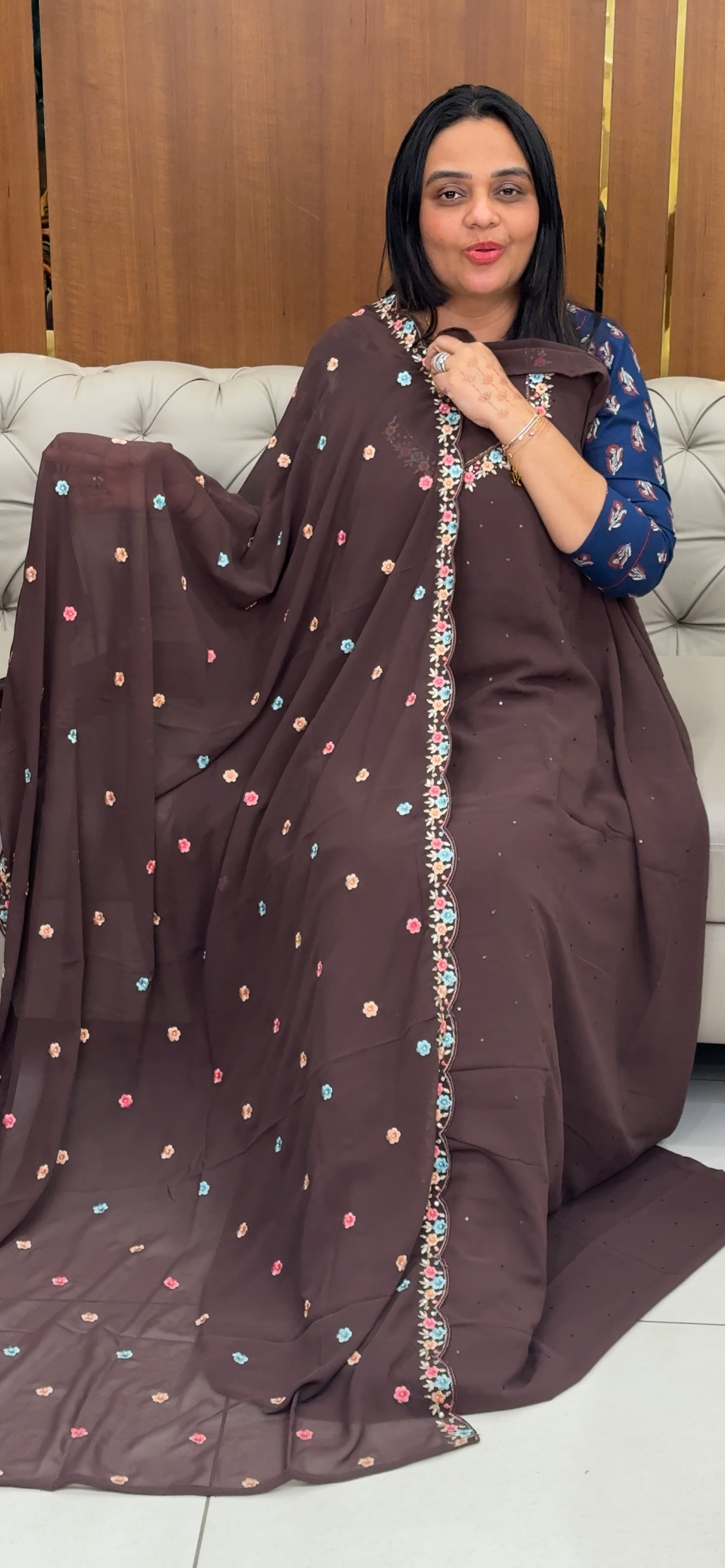 FAUX GEORGETTE UNSTITYCHED SALWAR SUITS - IHA 31956