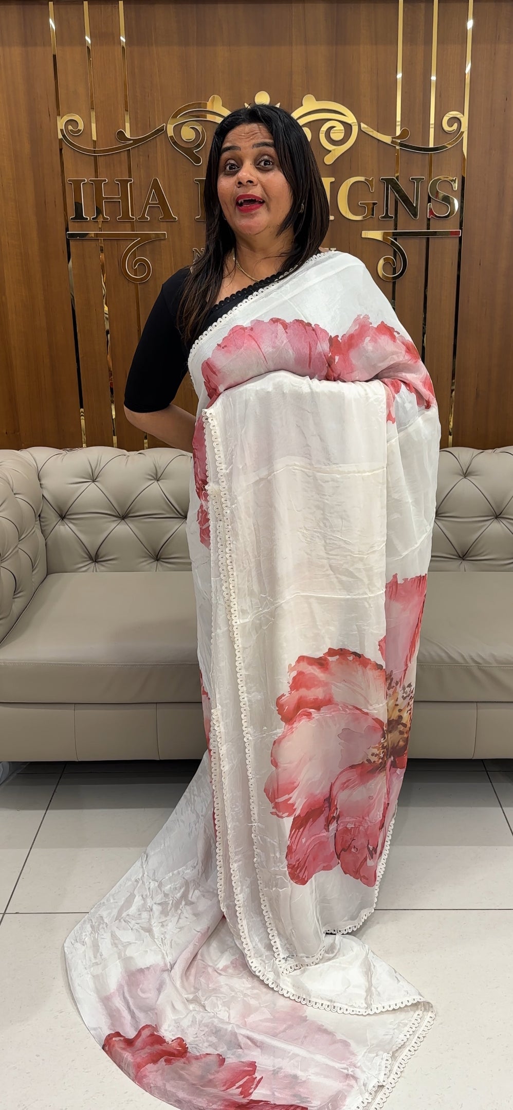 PLATINUM CHIFFON SAREES  - IHA 25967