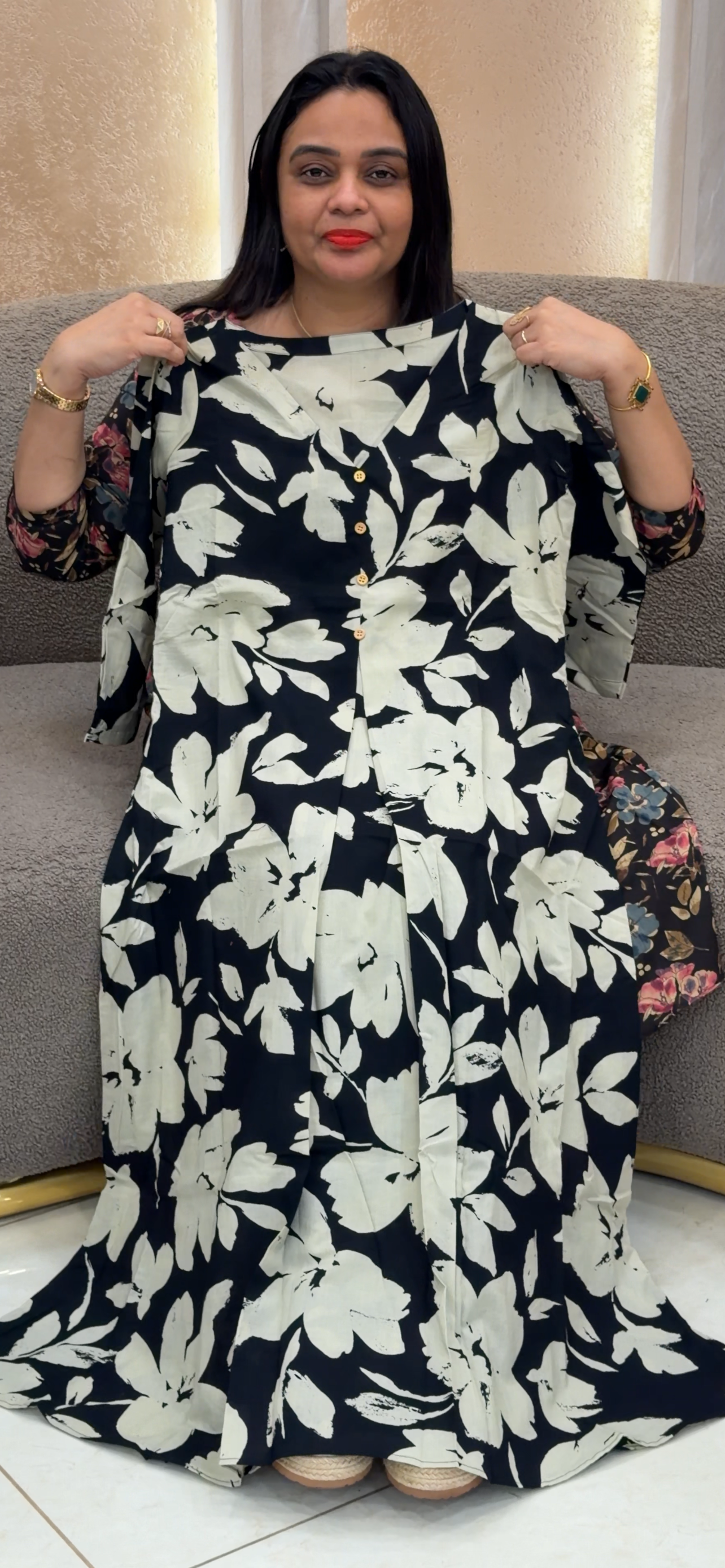 IHA'S IN-HOUSE PRINTED ALINE TOPS - IHA 33391