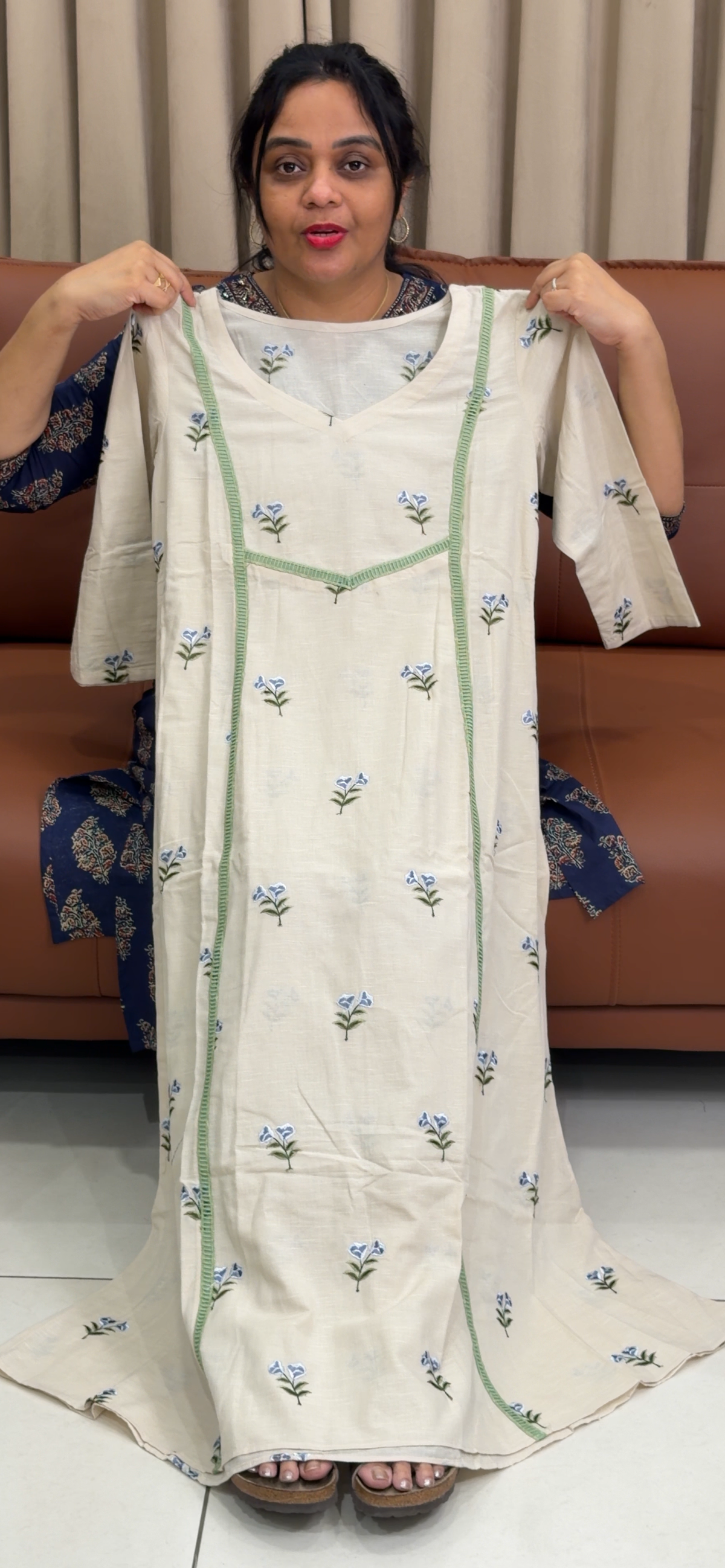 IHA'S IN-HOUSE COTTON LINEN LONG TOPS - IHA 36105