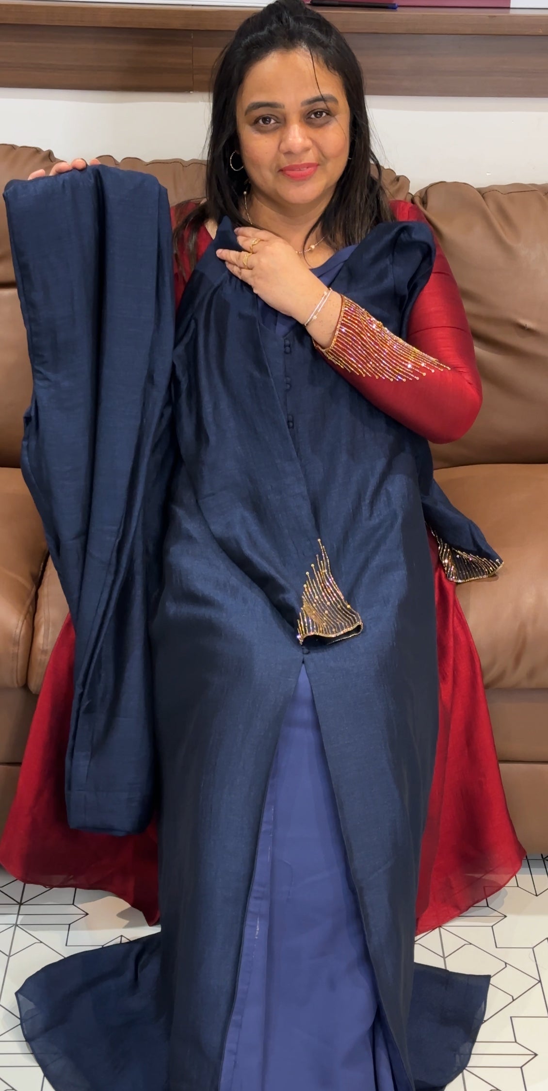 IHA'S IN-HOUSE SEMI RAW SILK TOP AND BOTTOM - IHA 27756