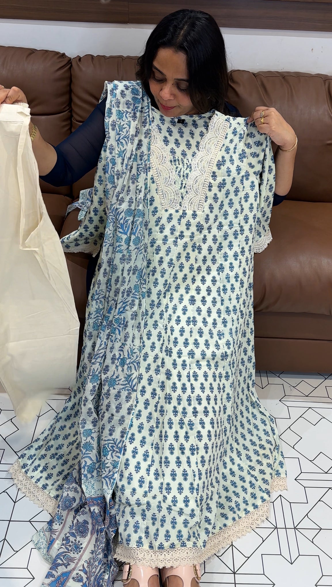 PRINTED COTTON TOP, BOTTOMAND DUPATTA - IHA 28032