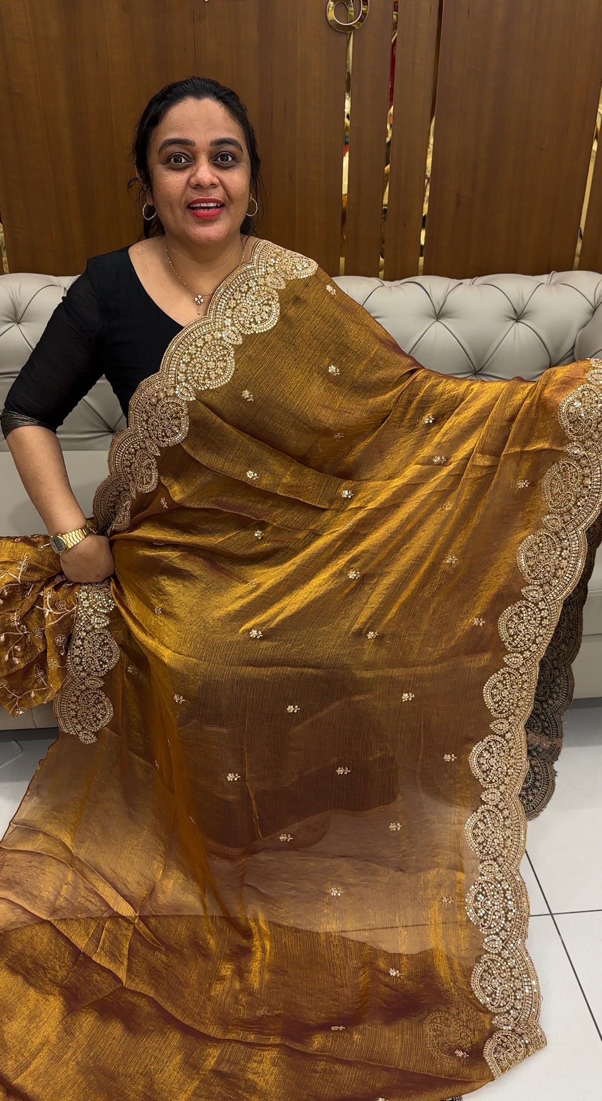 FORWARD VELVET ORGANZA SAREES - IHA 26750