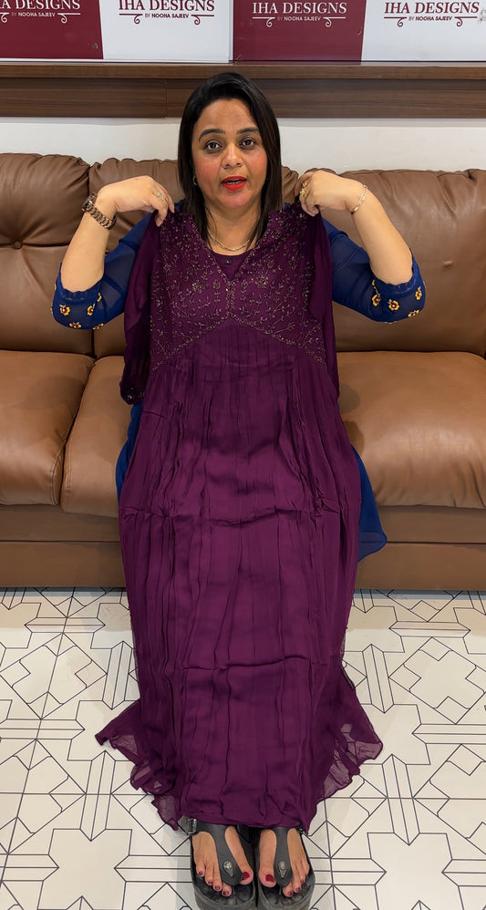 VISCOSE GEORGETTE LONG A-LINE - IHA 25421
