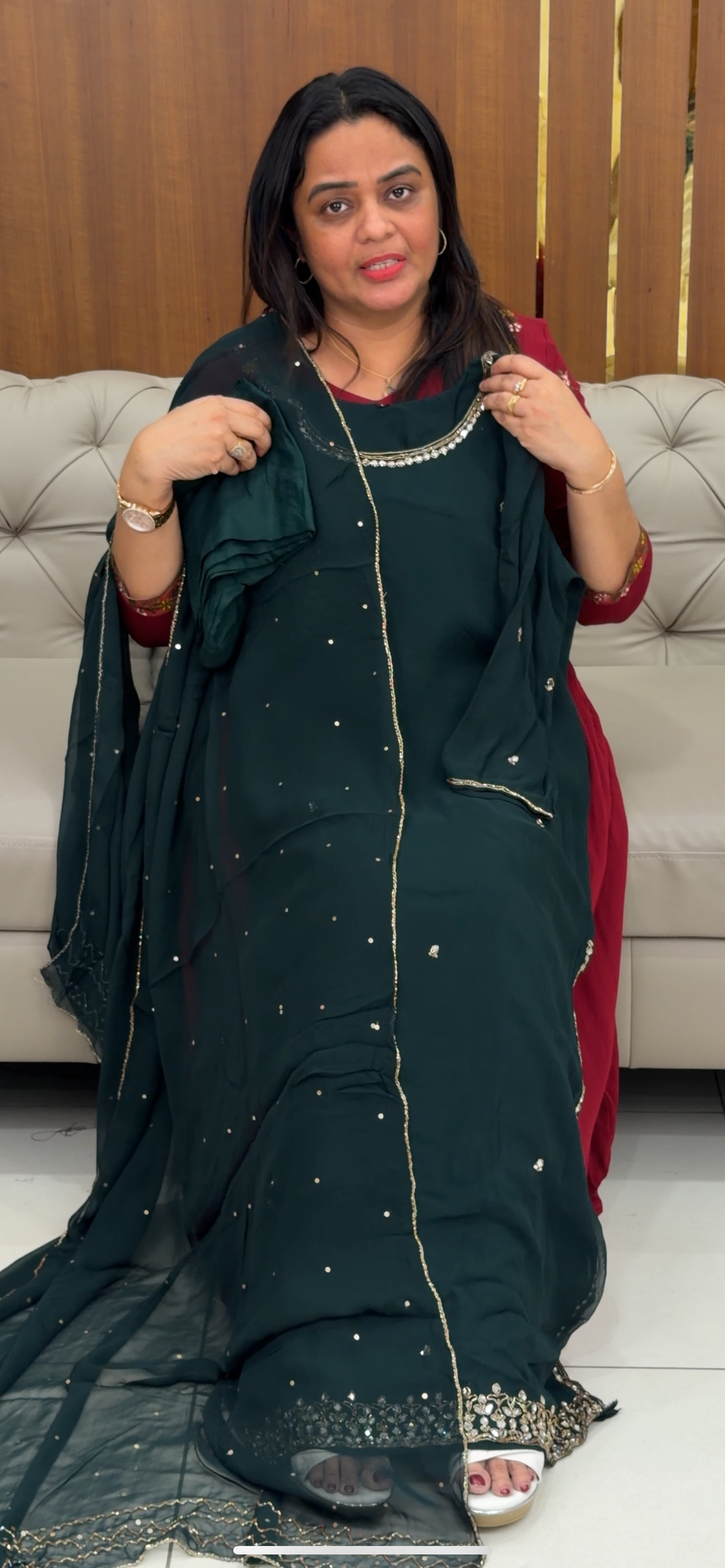 VISCOSE GEORGETTE TOP, BOTTOM AND DUPATTA - IHA 29323