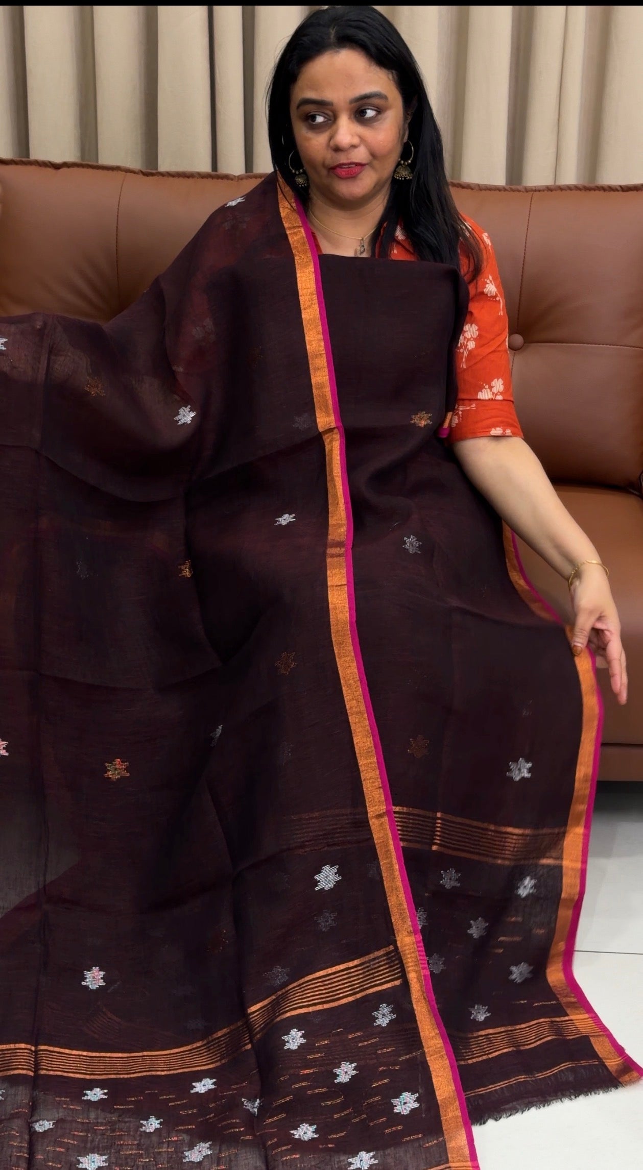JAMDANI LINEN UNSTITCHED SALWAR SUITS - IHA 33608