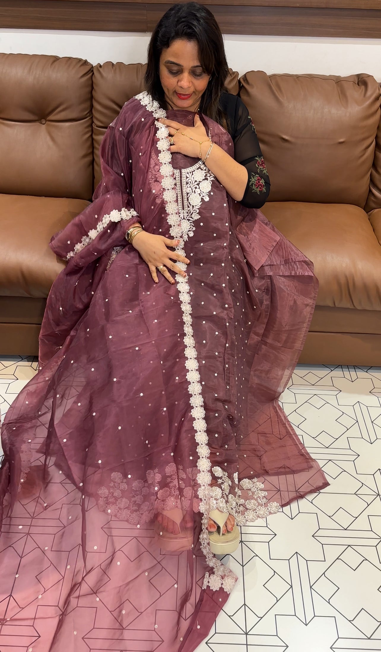 ORGANZA UNSTITCHED SALWAR SUITS - IHA 24814
