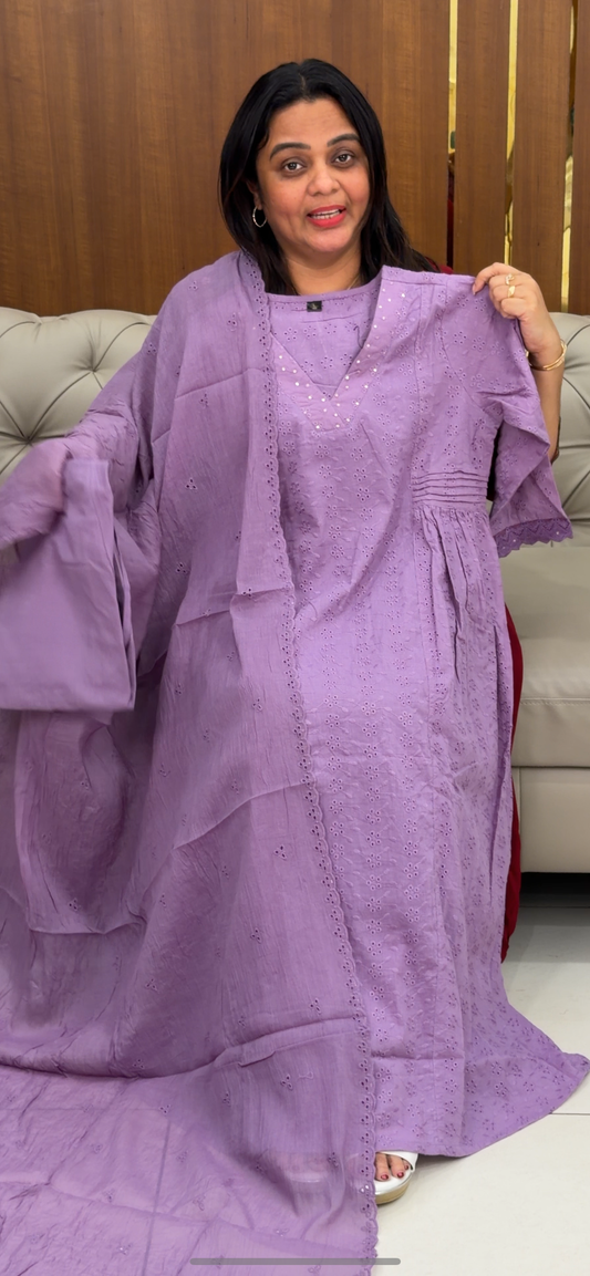 COTTON HAKOBA ALINE TOP, BOTTOM AND DUPATTA - IHA 29315