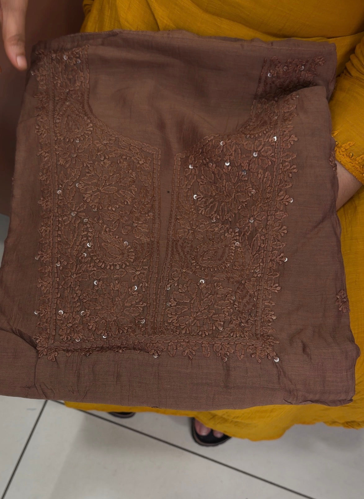 LUCKNOWI CHIKANKARI UNSTITCHED SALWAR SUITS - IHA 34724
