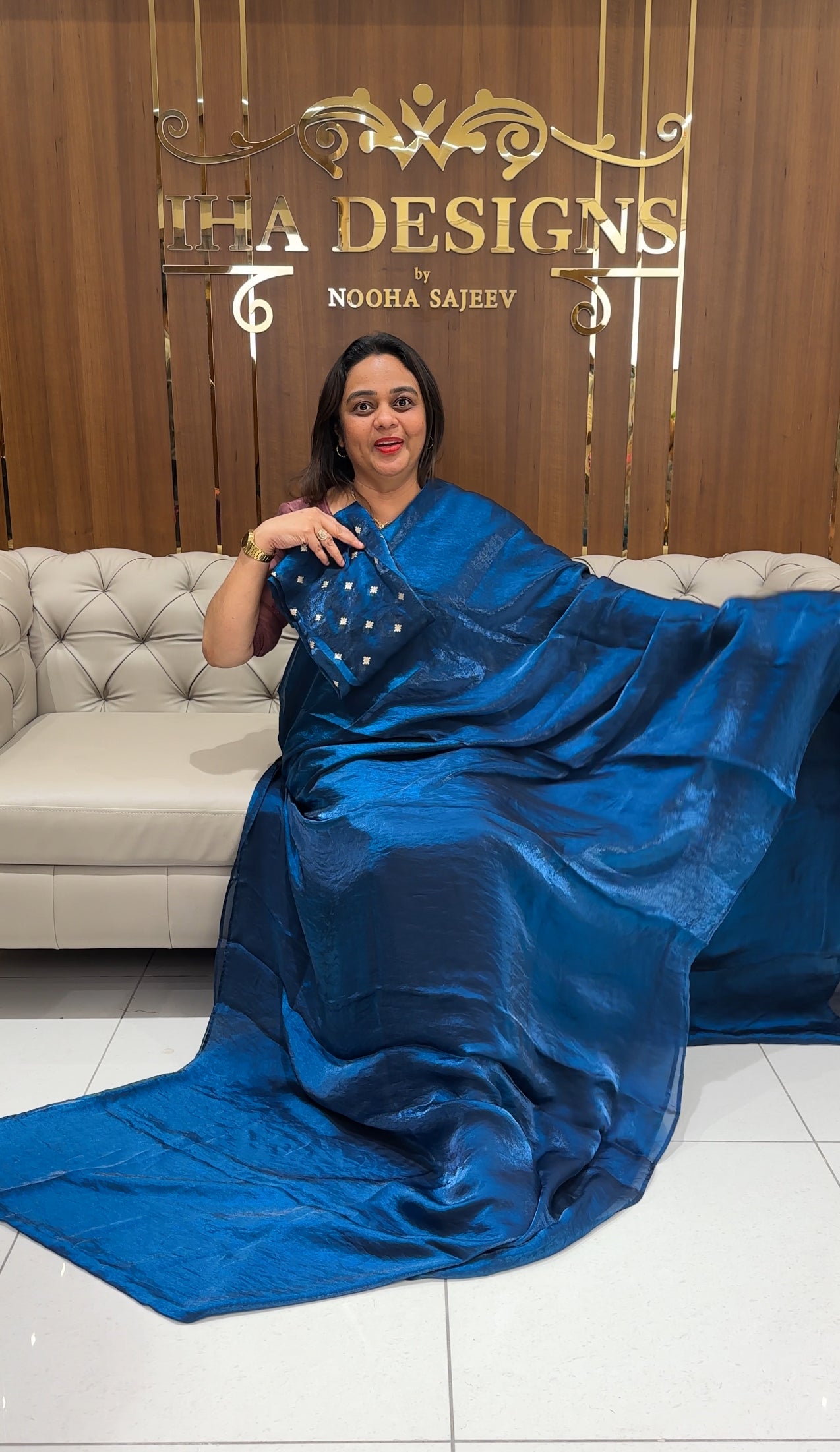 VELVET ORGANZA SAREES - IHA 26978