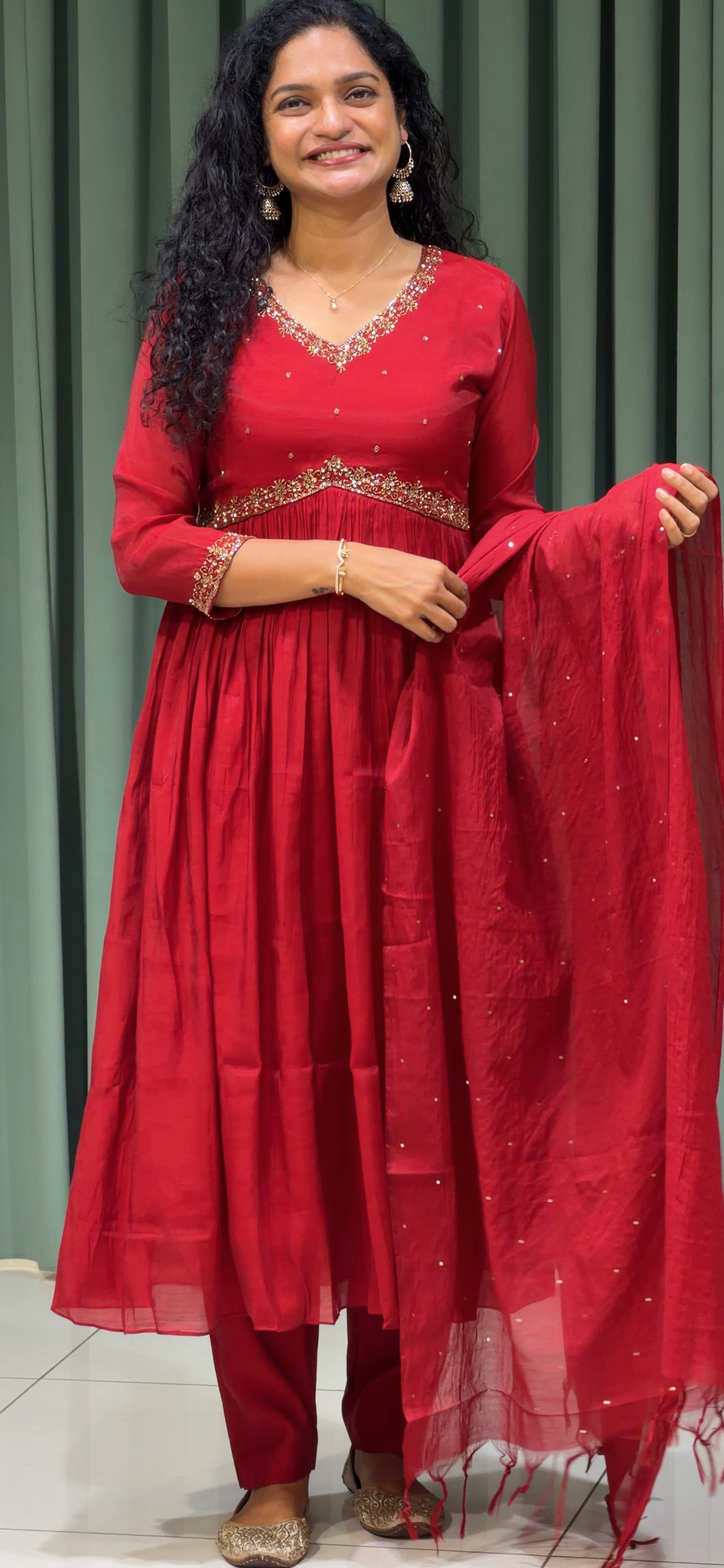 PARTY WEAR ALIYA CUT ALINE TOP, BOTTOM AND DUPATTA - IHA 33620