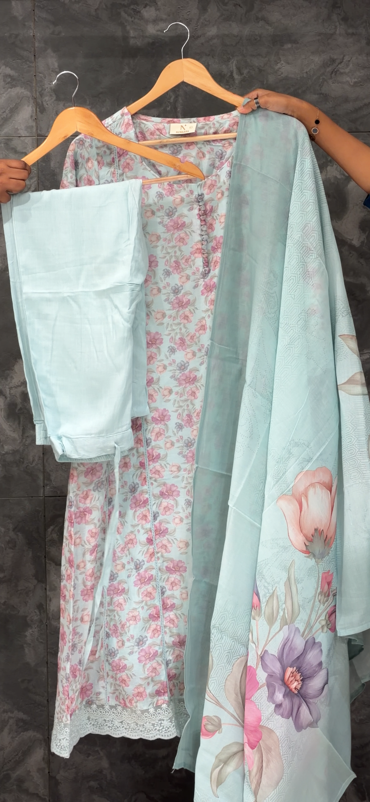 READY TO WEAR PRINTED TOP , BOTTOM AND DUPATTA - IHA 35990