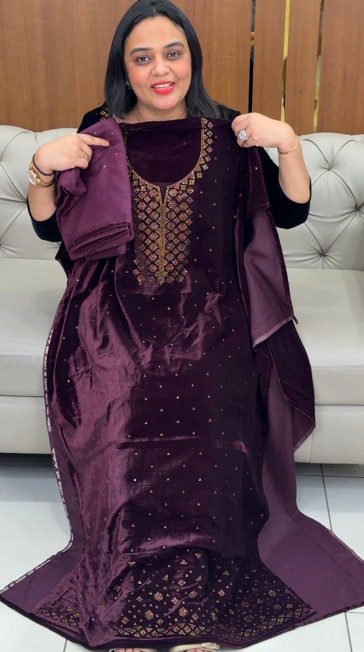 VELVET UNSTITCHED SALWAR SUITS - IHA 33215