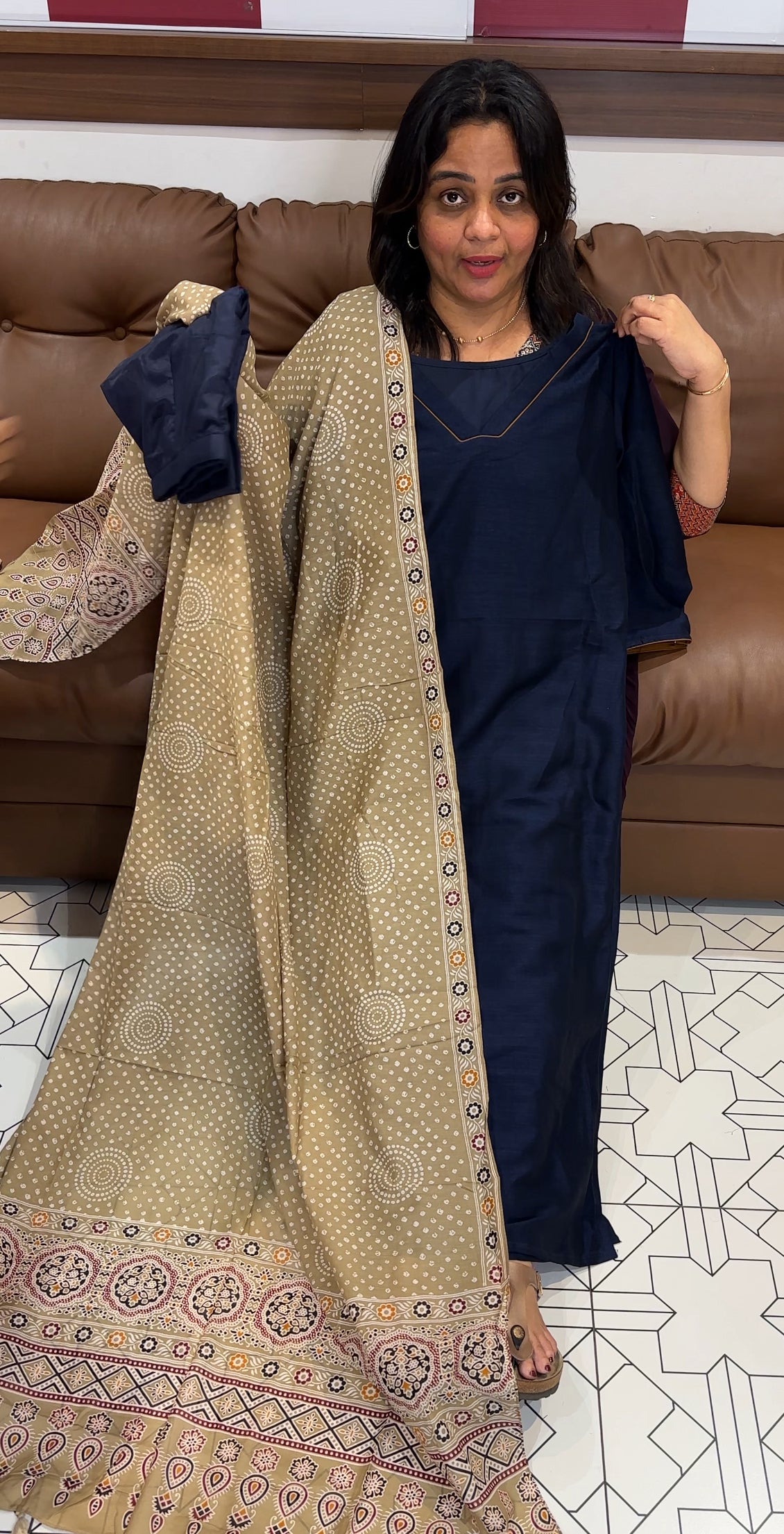 SEMI RAW SILK TOP, BOTTOM AND DUPATTA - IHA 27161