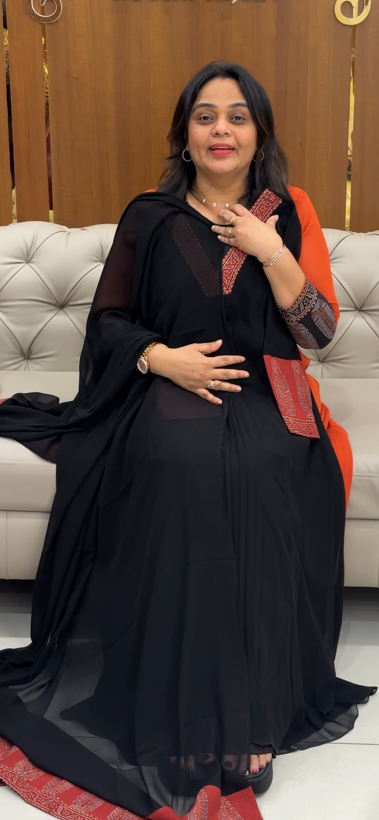 IHA'S IN-HOUSE GEORGETTE SLITTED TOPS AND DUPATTA  - IHA 28665