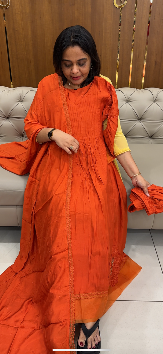 MUSLIN SILK TOP , BOTTOM AND DUPATTA - IHA 28615