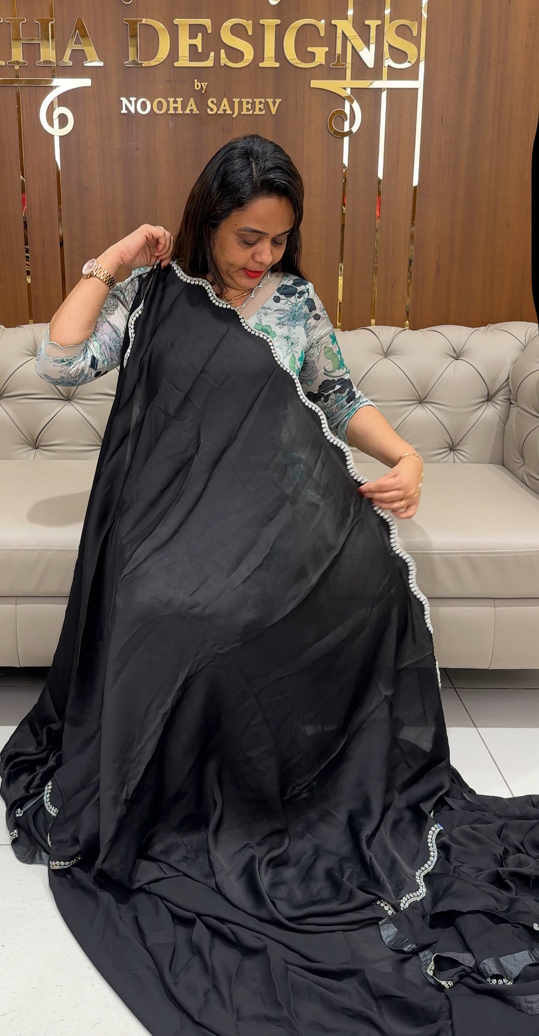 SATIN GEORGETTE SAREES - IHA 24252