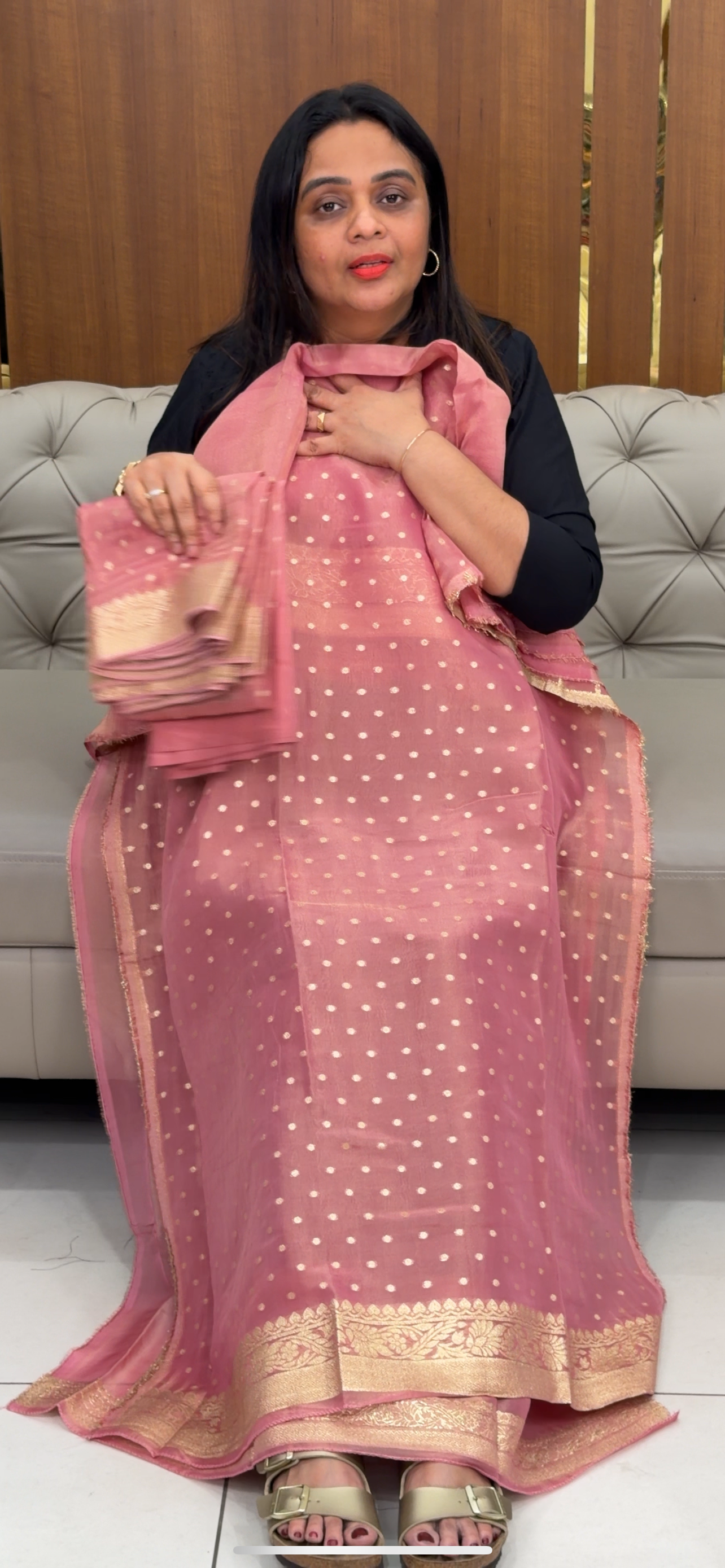 BANARASI TISSUE UNSTITCHED SALWAR SUITS - IHA 29796