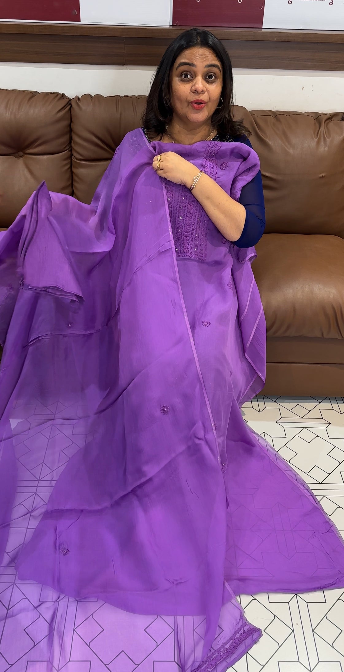 VISCOSE ORGANZA UNSTITCHED SALWAR SUITS - IHA 28121