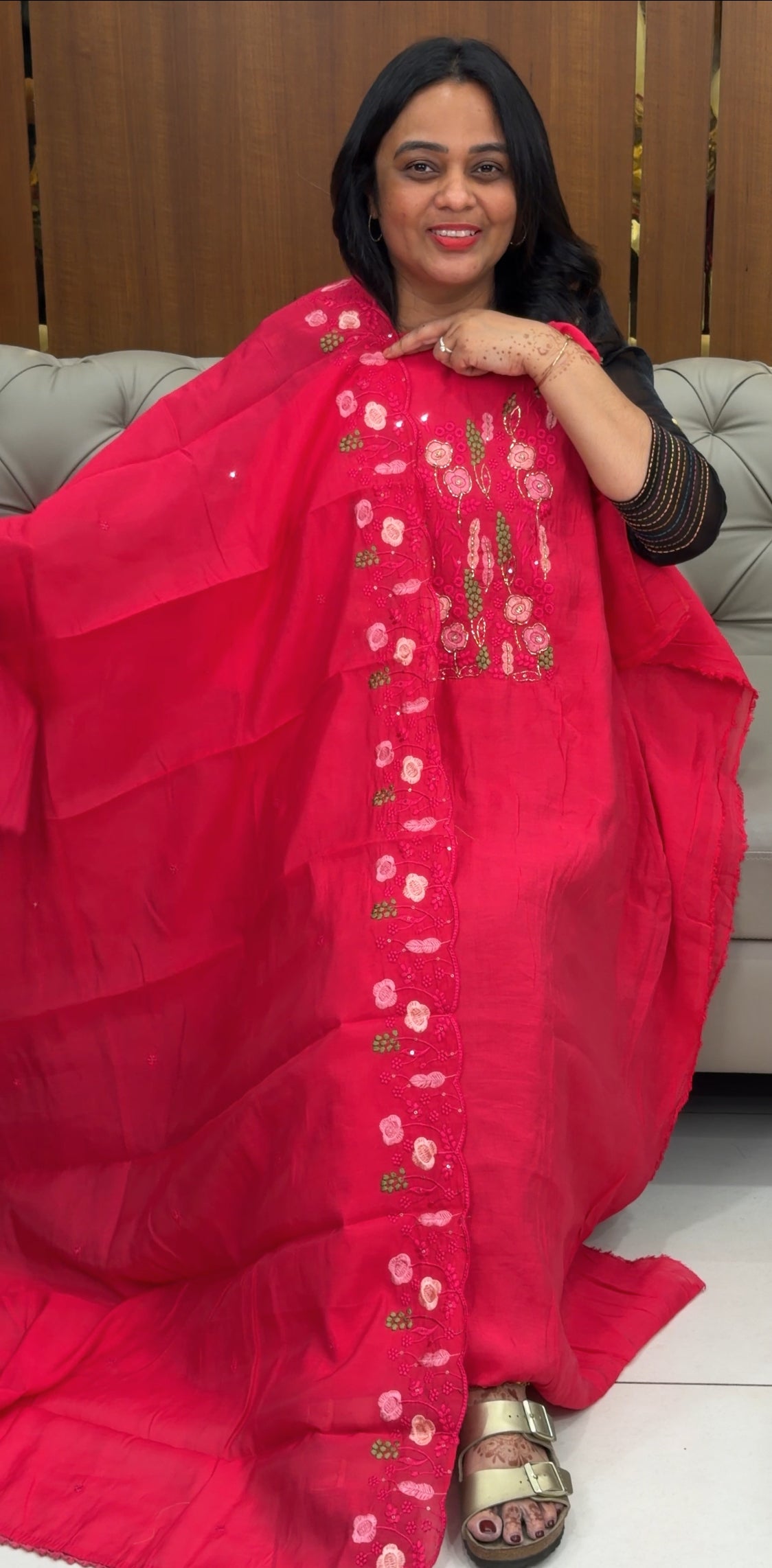 MALAI CHANDERI UNSTITCHED SALWAR SUITS - IHA 30153