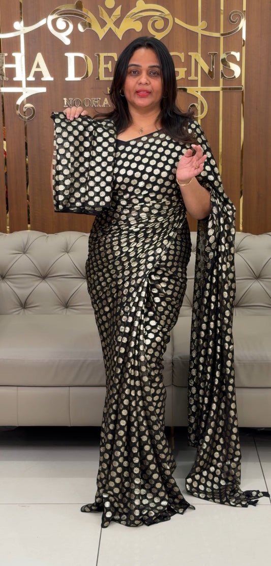 GEORGETTE BANARASI SAREES - IHA  28948