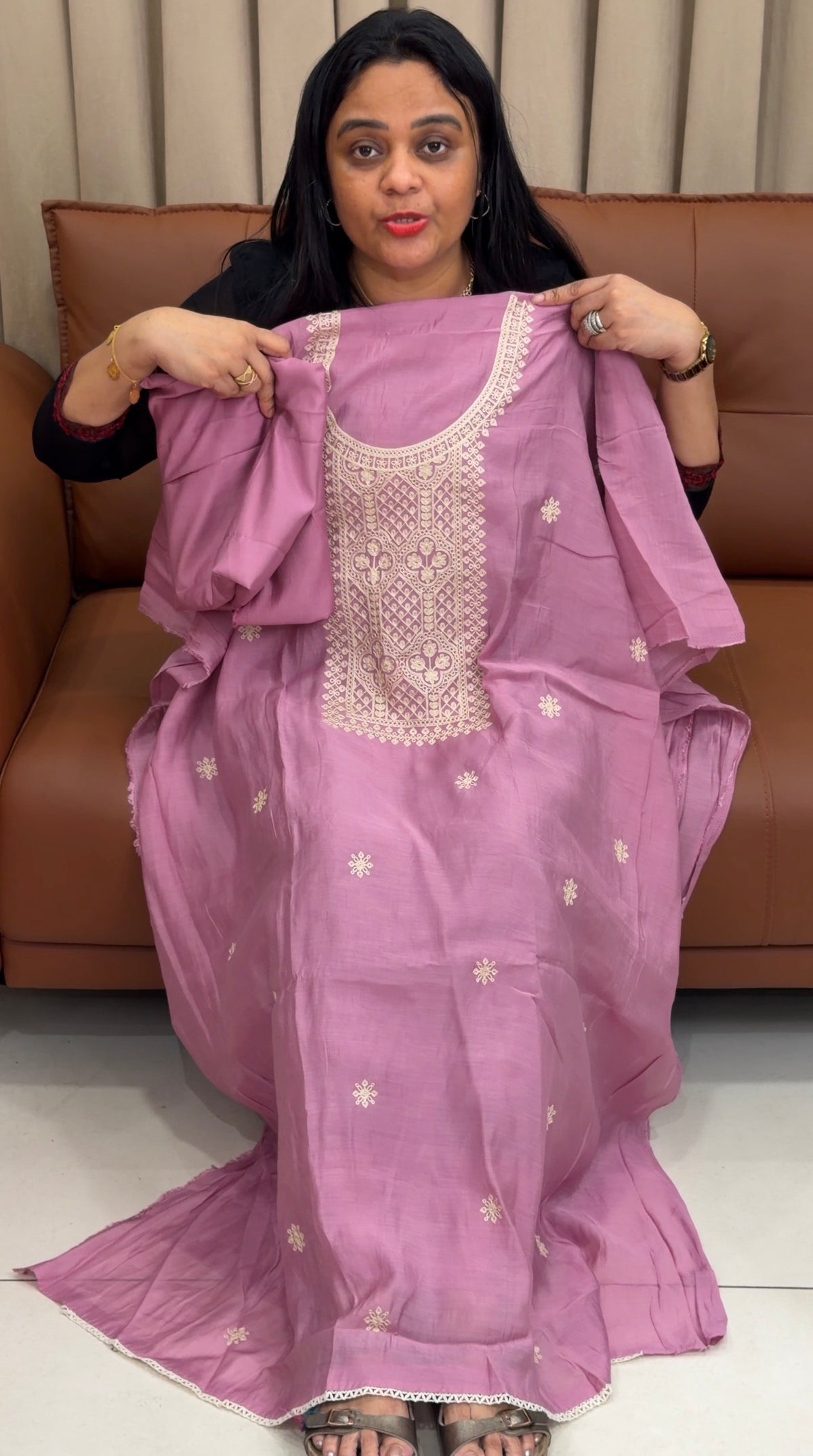 MUL CHANDERI UNSTITCHED SALWAR SUITS - IHA 35827