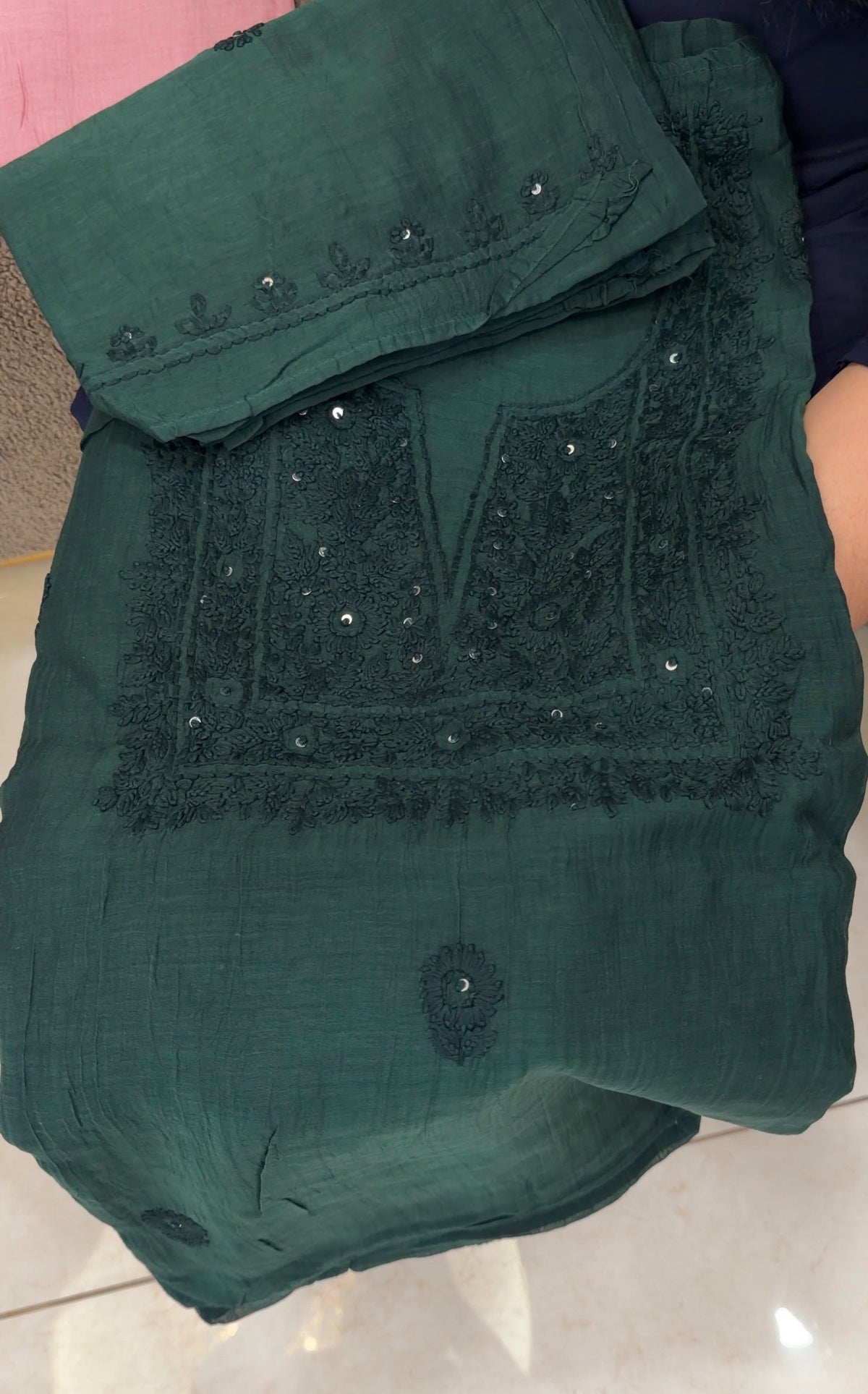 CHIKANKARI UNSTITCHED SALWAR SUIST - IHA 35864