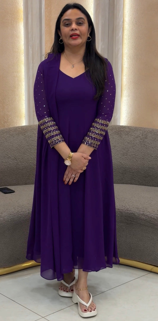 IHA'S IN-HOUSE HAND WORKED SLITTED TOP AND DUPATTA - IHA 33223