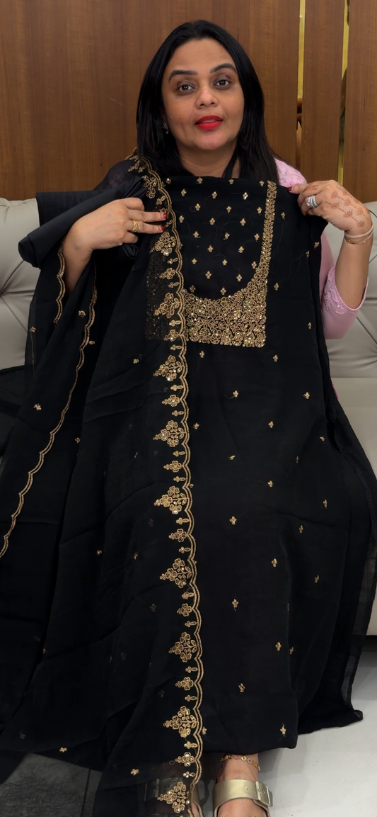 CRUSHED SILK UNSTITCHED SALWAR SUITS - IHA 31874