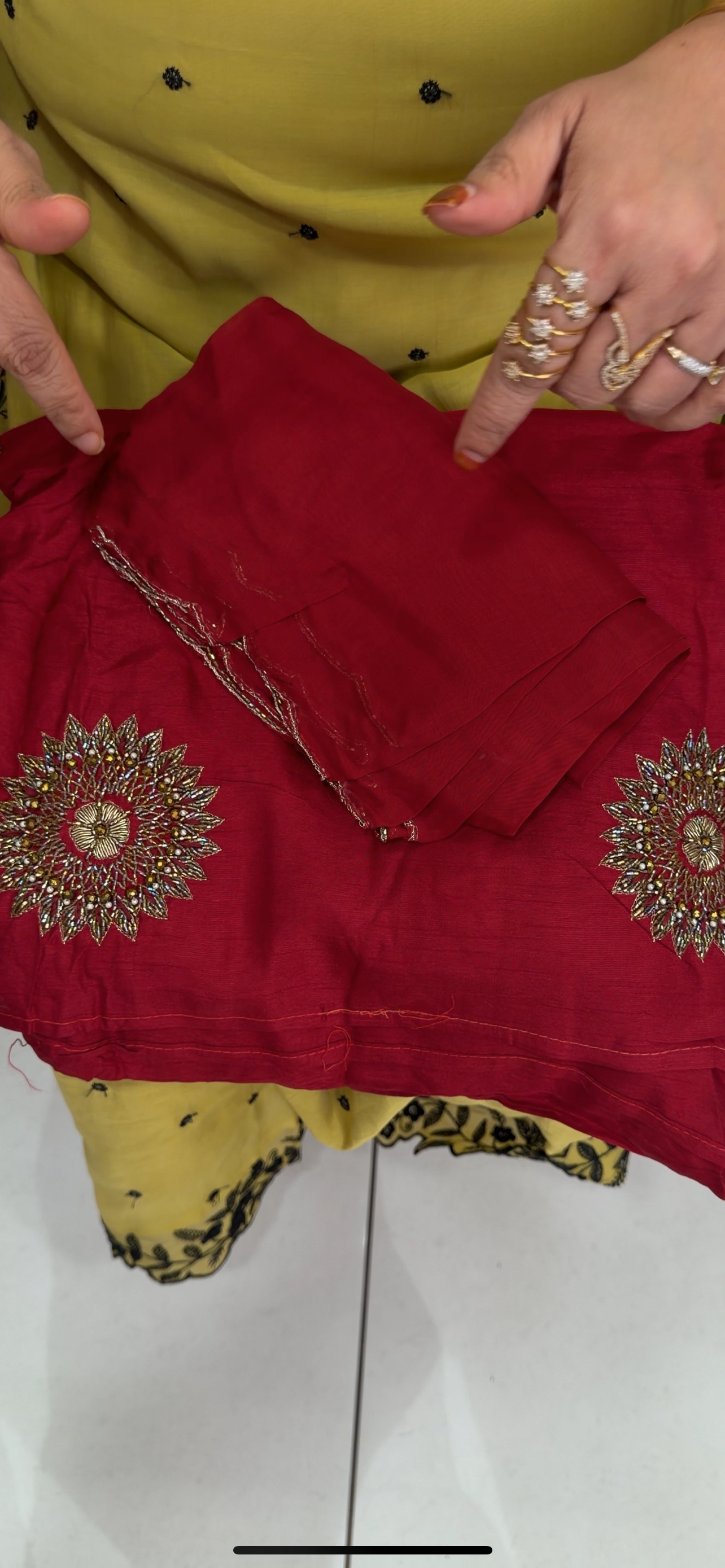 HANDWORKED UNSTITCHED SALWAR SUITS - IHA 33554
