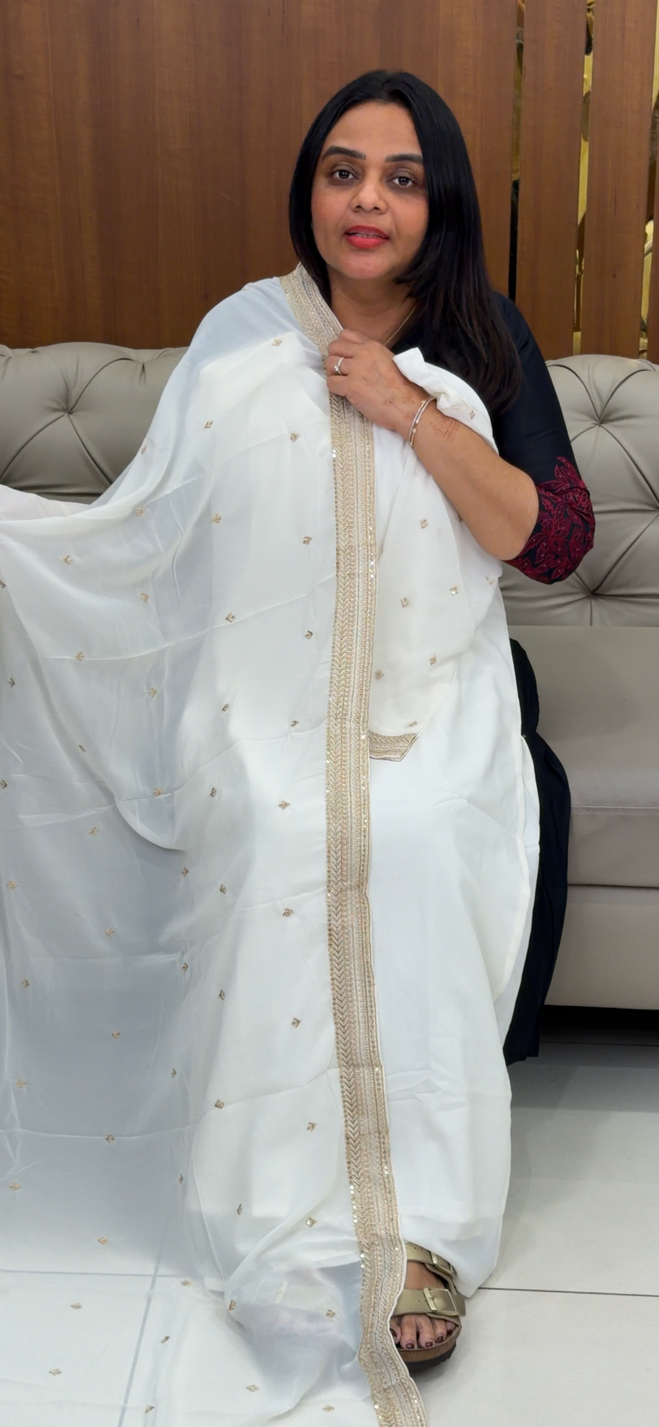 FAUX GEORGETTE TOP, BOTTOM AND DUPATTA - IHA 31984