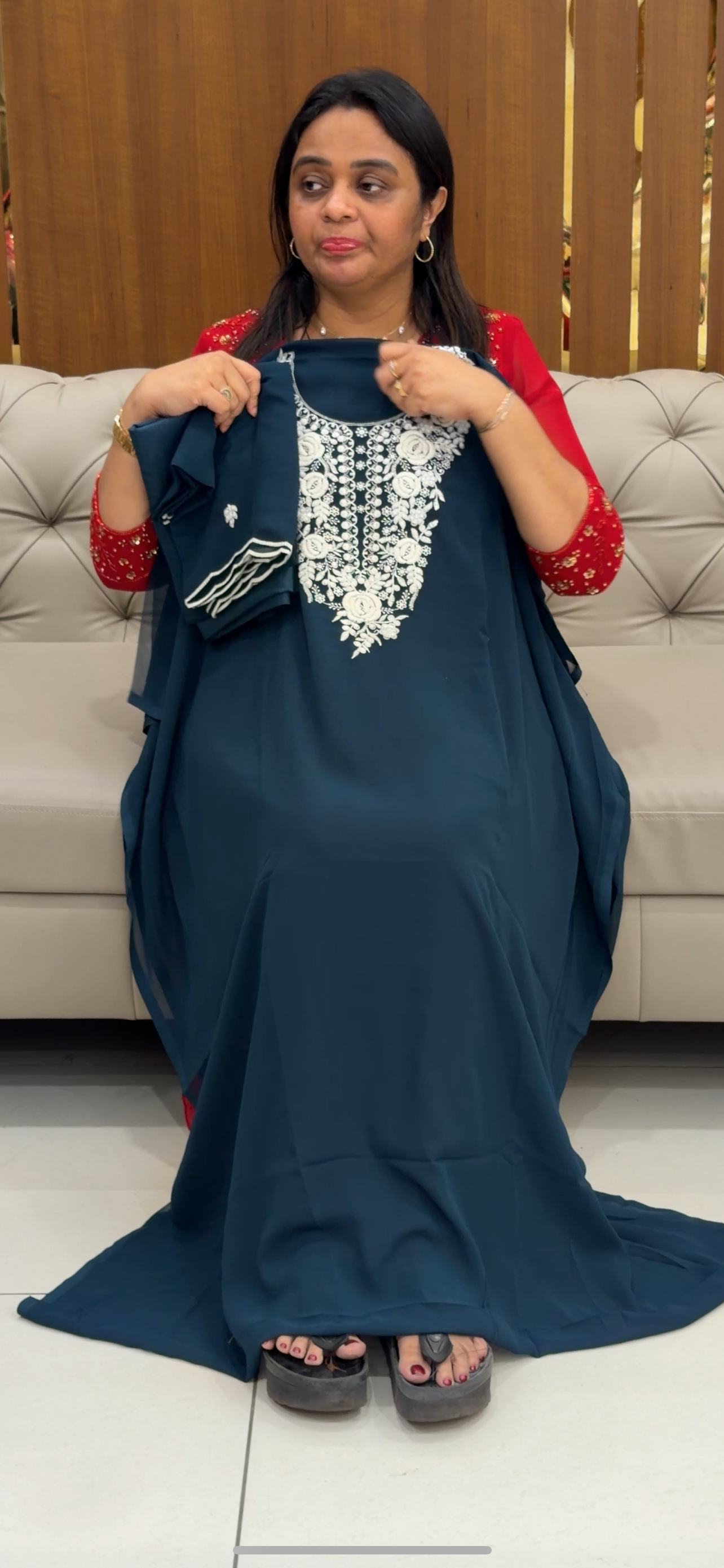 FAUX GEORGETTE LUCKNOWI UNSTITCHED SALWAR SUITS - IHA 28764