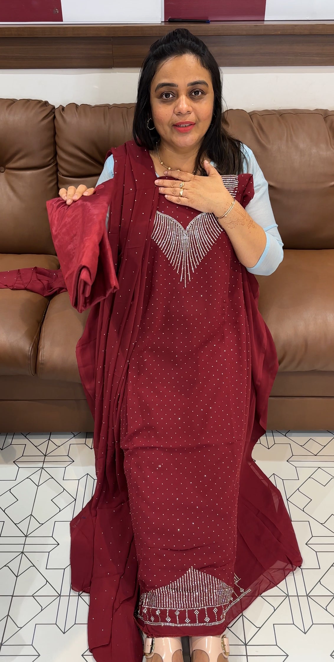 FAUX GEORGETTE UNSTITCHED SALWAR SUITS - IHA 27738