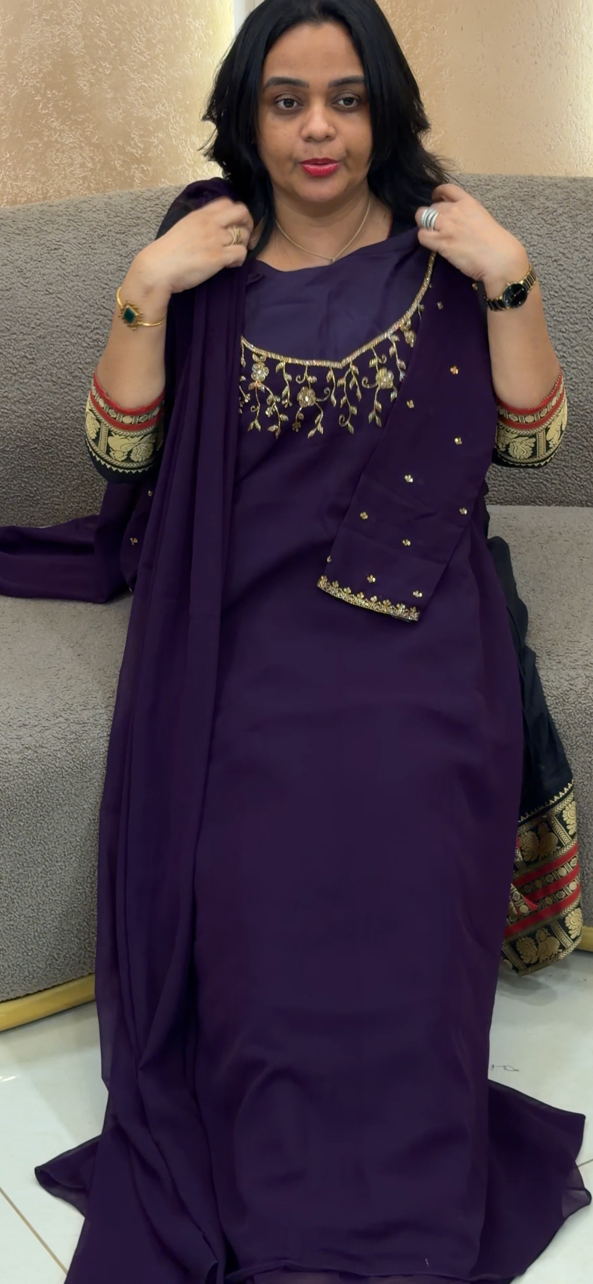 IHA'S IN-HOUSE FAUX GEORGETTE TOP AND DUPATTA - IHA 35174