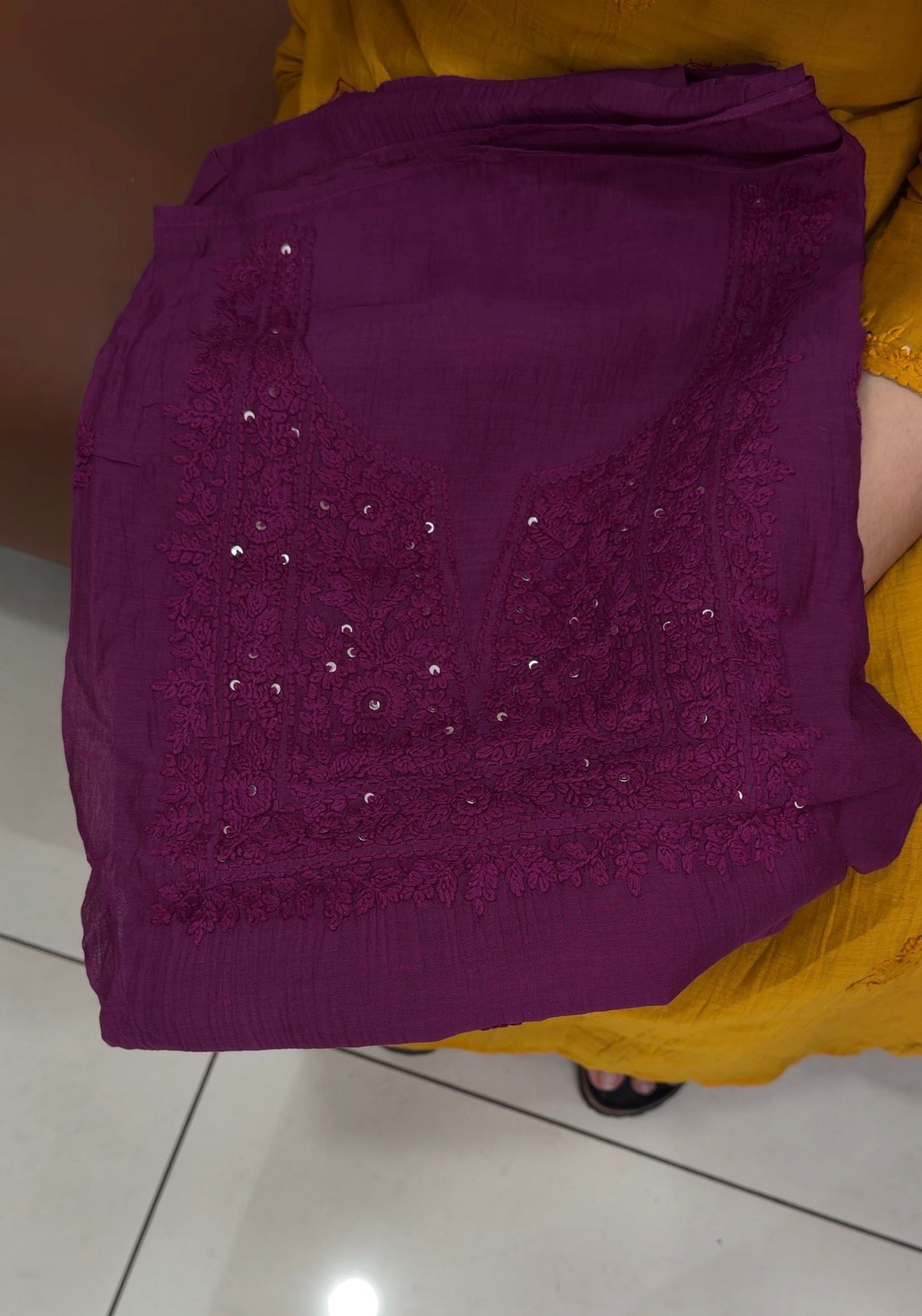 LUCKNOWI CHIKANKARI UNSTITCHED SALWAR SUITS - IHA 34724