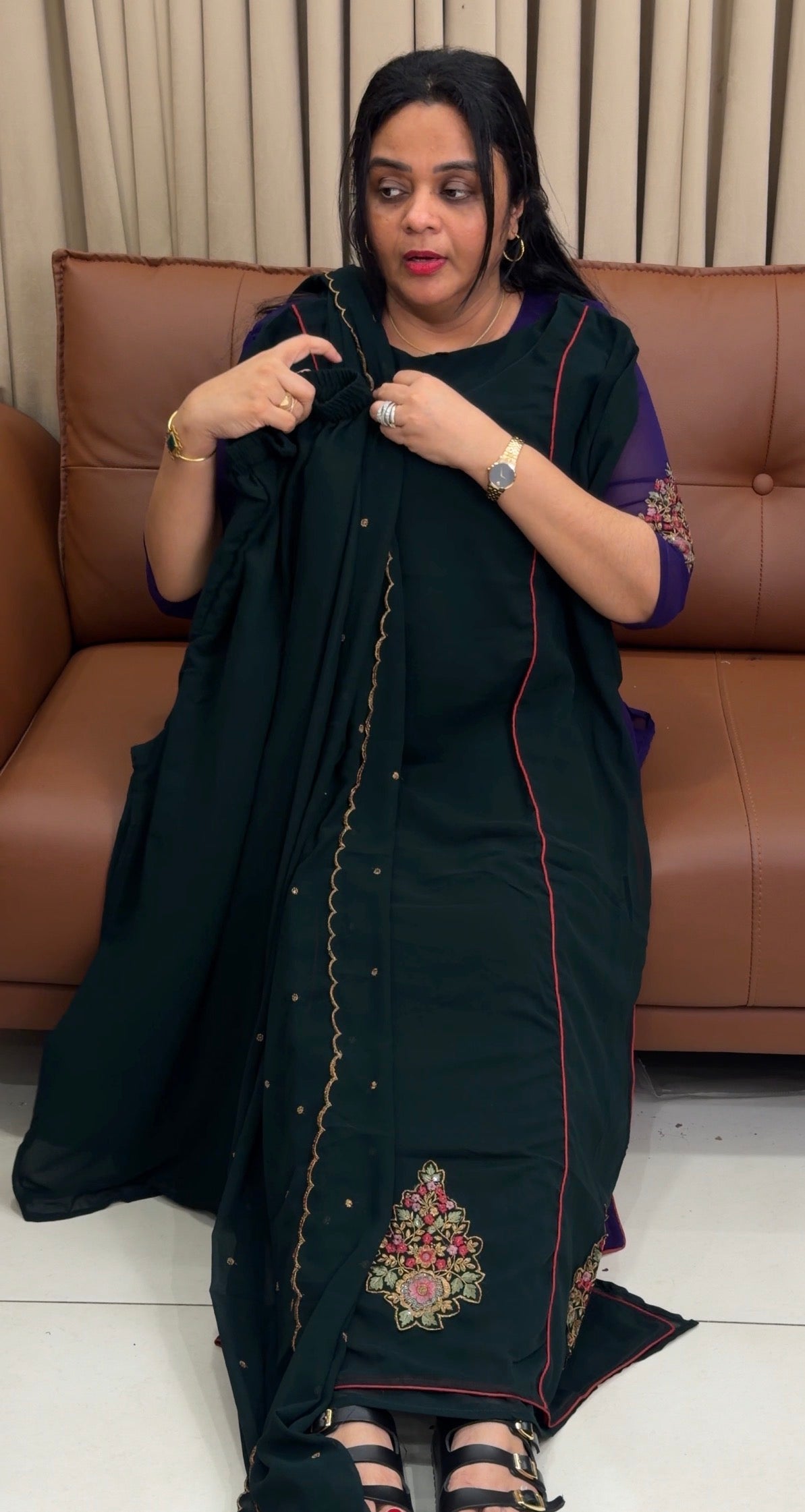 FAUX GEORGETTE TOP,BOTTTOM NAD DUPATTA - IHA 34623