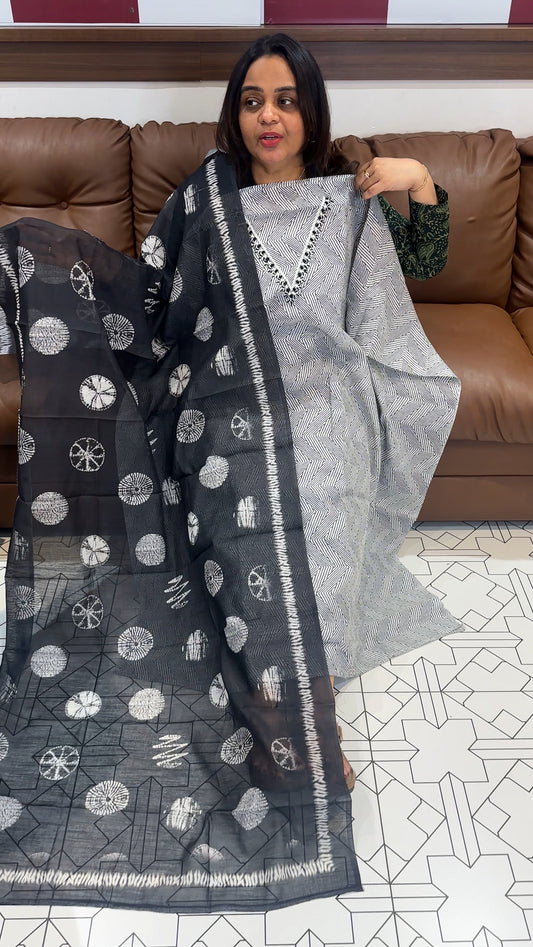 PRINTED LINEN UNSTITCHED SALWAR SUITS - IHA 27346