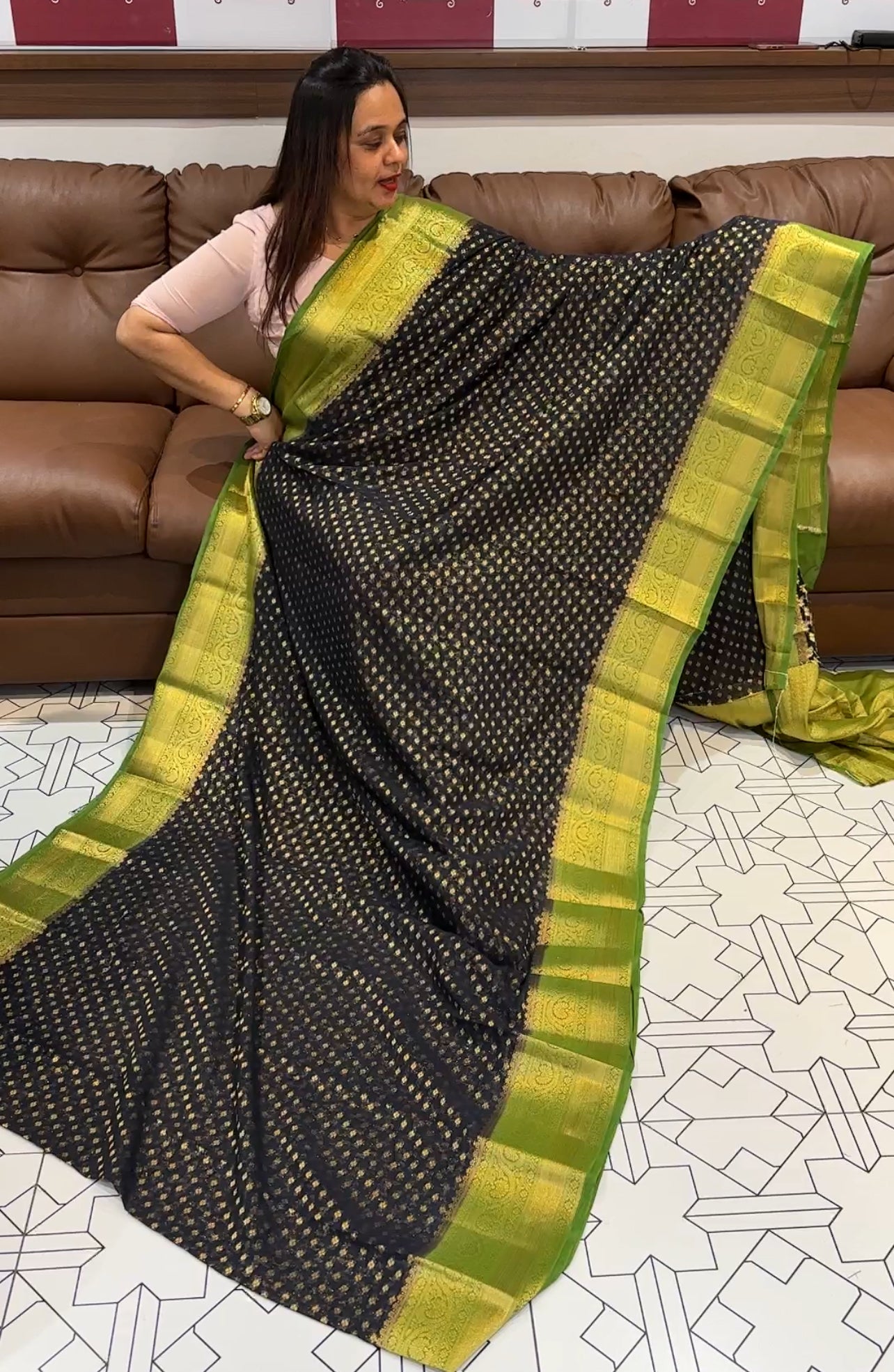 GEORGETTE BANARASI  SAREE - IHA 14648