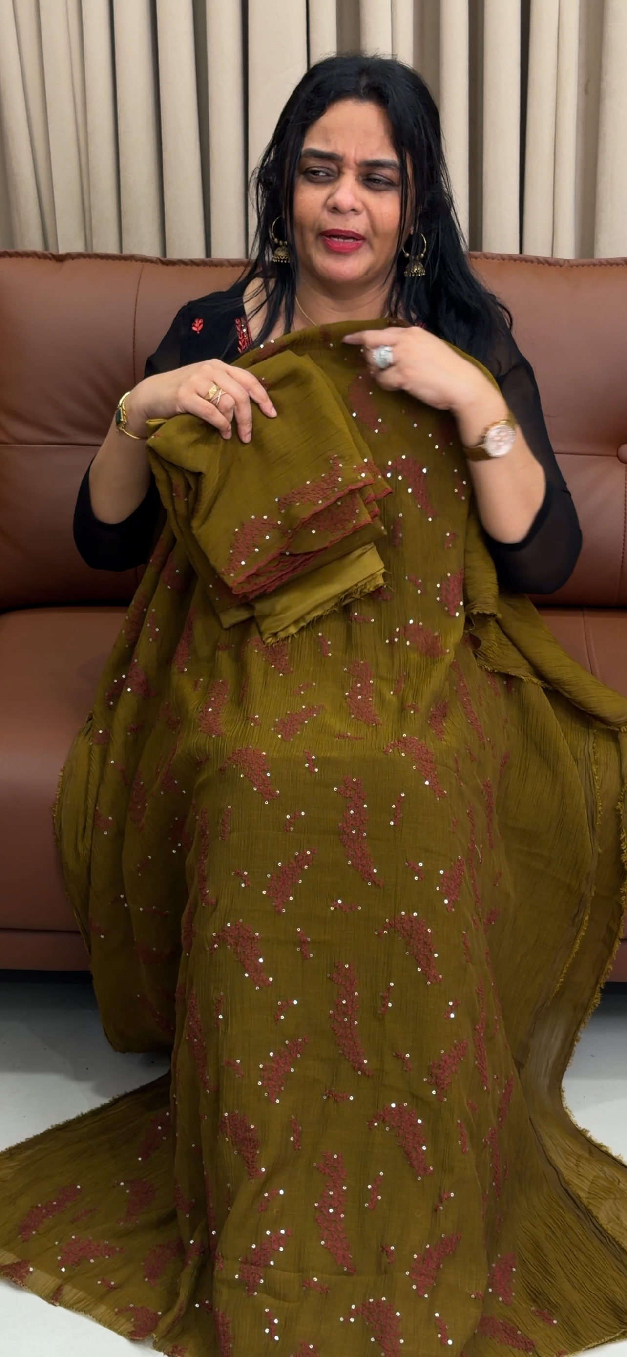 MUL CRUSHED UNSTITCHED SALWAR SUIST - IHA 34573