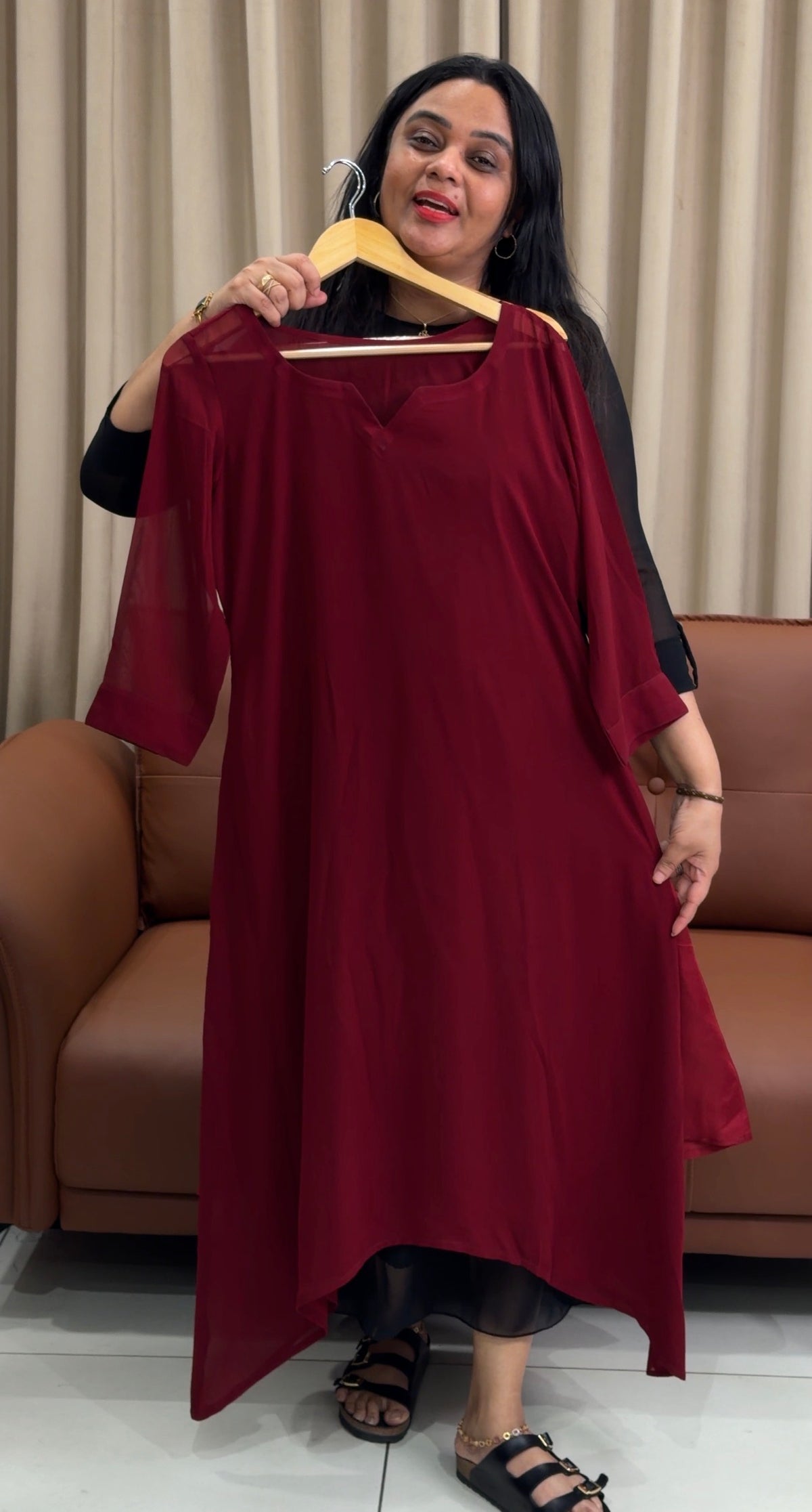 IHA'S IN-HOUSE GEORGETTE ALINE TOPS - IHA 35211