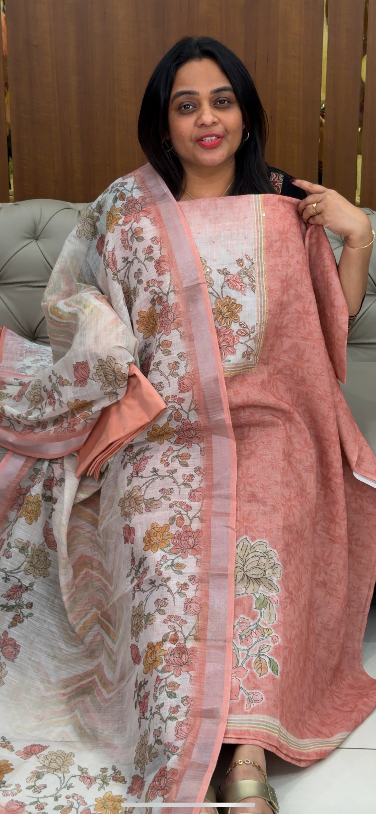 COTTON LINEN UNSTITCHED SALWAR SUITS - IHA 29762