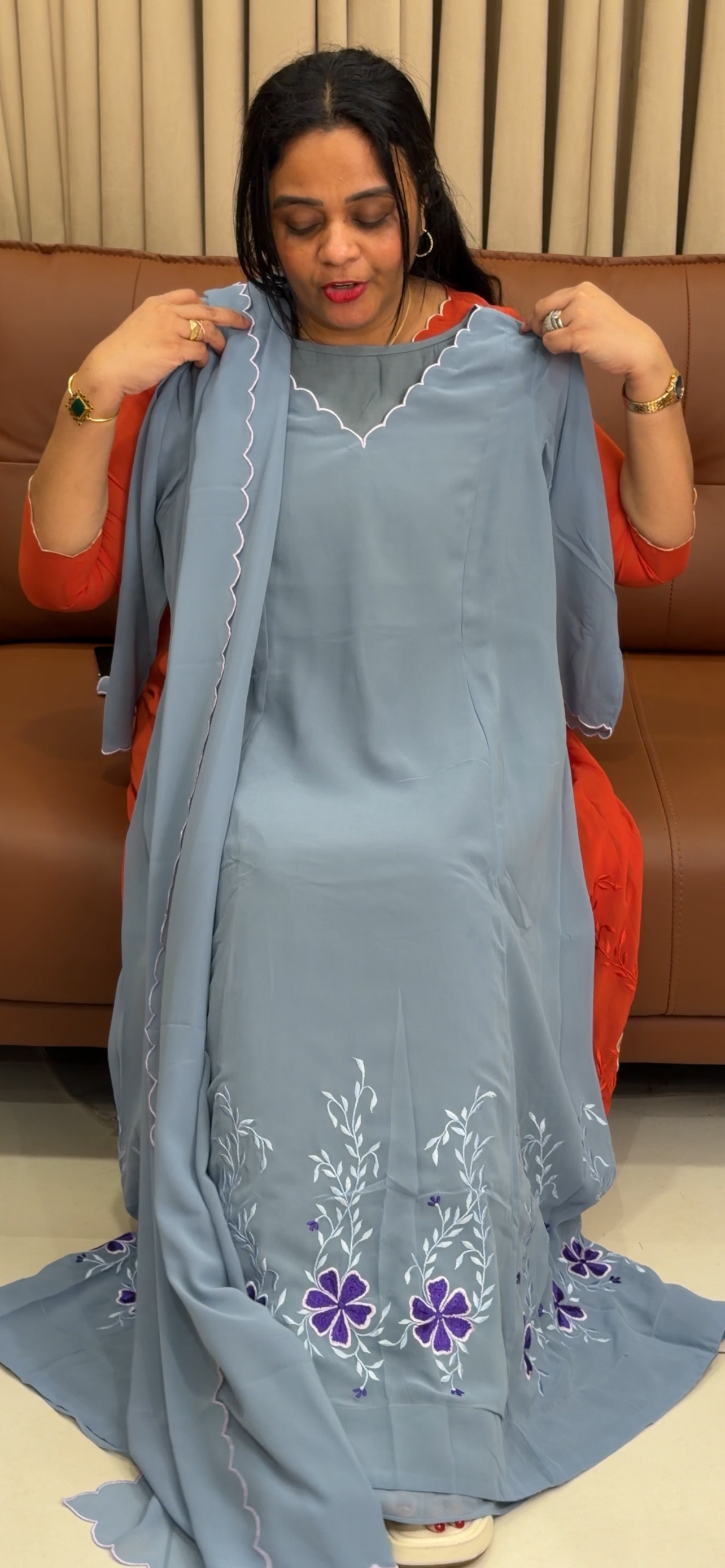 IHA'S IN-HOUSE SLITTED TOP AND DUPATTA - IHA 34648