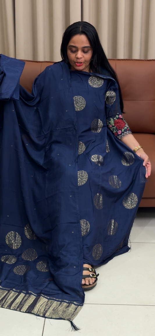 SEMI BANARASI UNSTITCHED SALWAR SUITS - IHA 35255