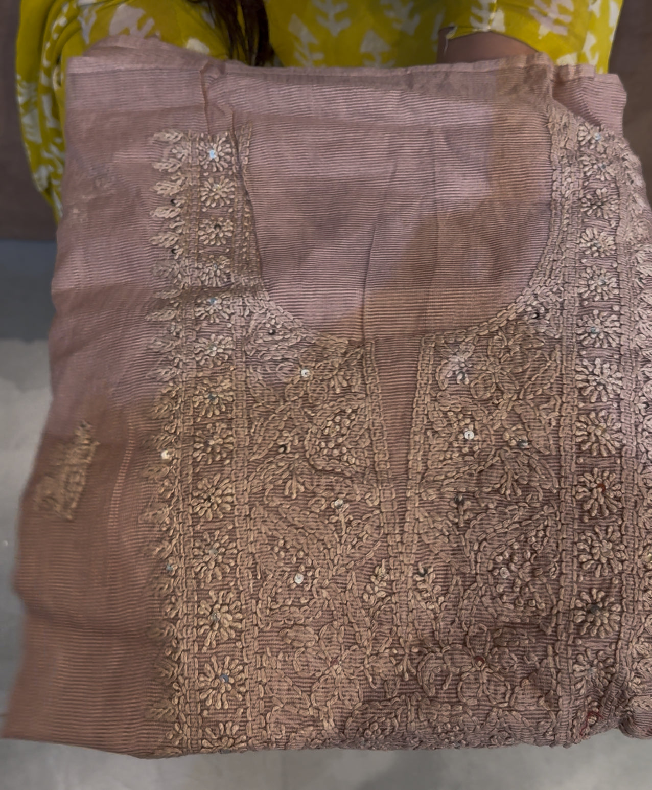 LUCKNOWI CHIKANKARI UNSTITCHED SALWAR SUITS - IHA 24375