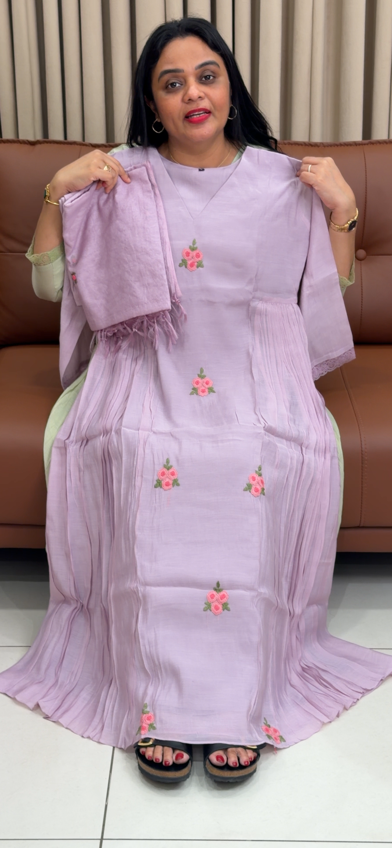 MALAI CHANDERI TOP, BOTTOM AND DUPATTA - IHA 34448