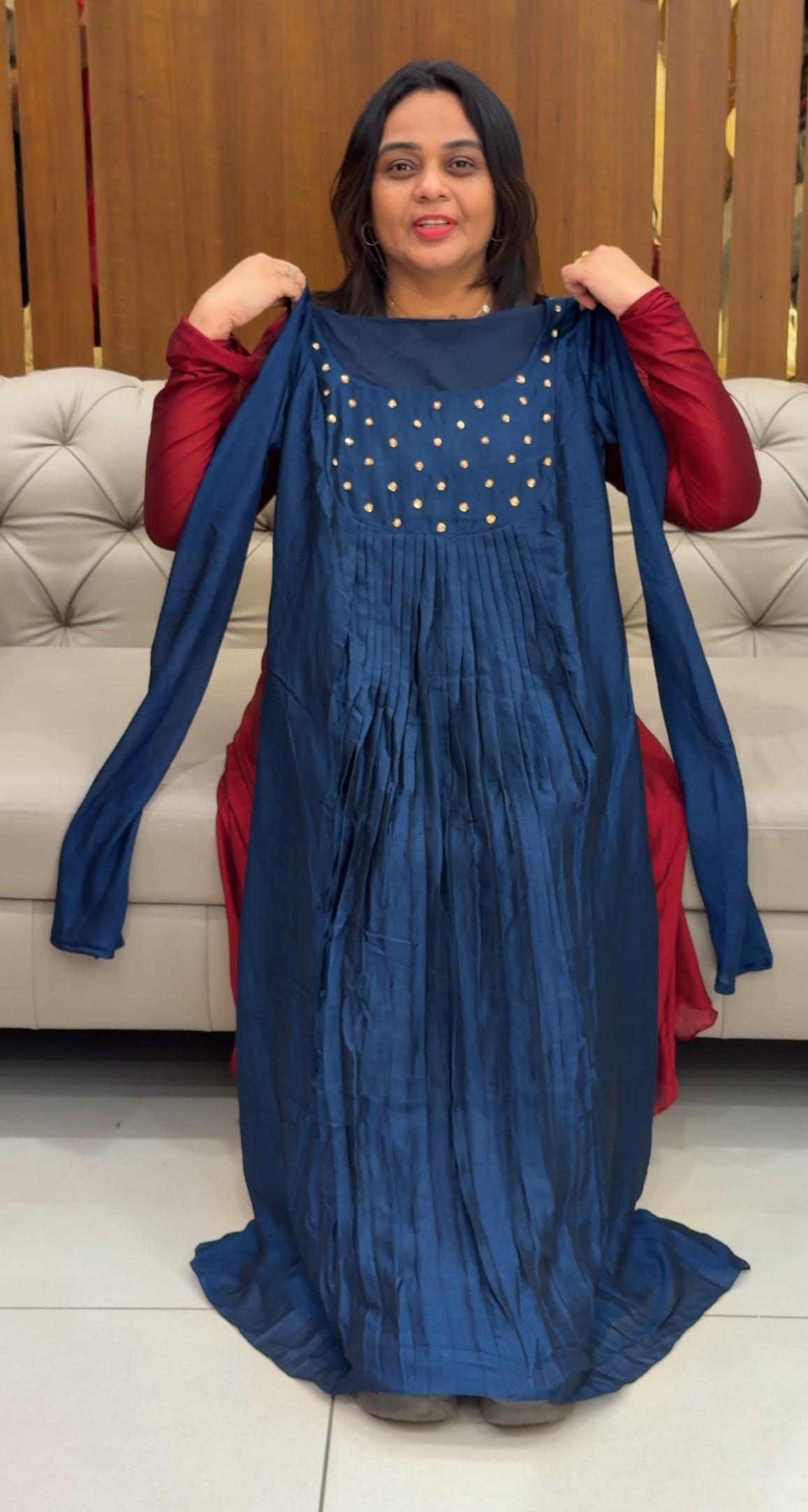 IHA'S IN-HOUSE HAND WORKED NORMAL SLITTED  TOPS - IHA 28702