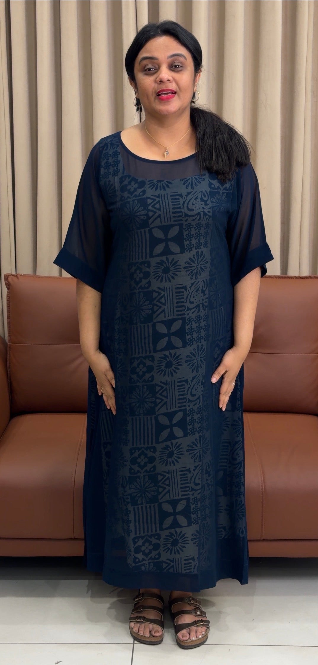 IHA'S IN-HOUSE PRINTED ALINE TOP AND INNER  - IHA 36095